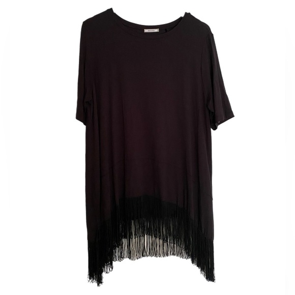 Elena Miro Fringe Tee Shirt Dress Black size Small - Picture 1 of 4